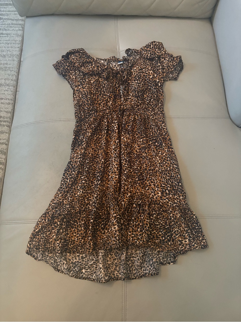 Old Navy Girls' Leopard Print Short Sleeve Dress - Brown/Black
